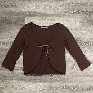 Chic Brown Tie-Front Top